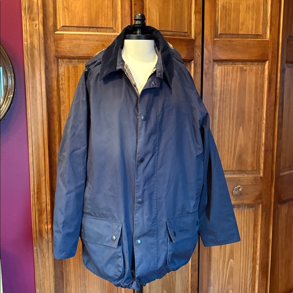Vintage Barbour Beaufort Jacket Dark Blue Hooded Raincoat A960 XL - Picture 3 of 15